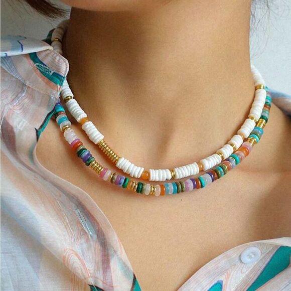 Multicolor Beaded Necklace S871 - Picture 2 of 5